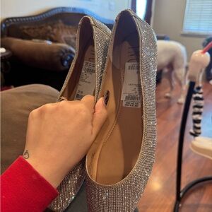 INC International Concepts Silver Sparkle Flats